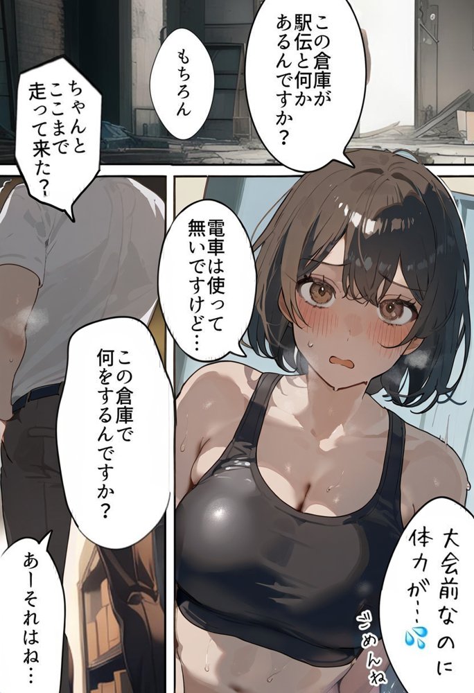 開催！寝取られ駅伝〜陸上女子は大会中に先輩OB達に中出し孕ませられても繋げ！精子塗れのバトンで優勝狙う！大学で遠距離になる前最後の幼馴染彼氏との初セックスは延期で色黒チャラ男OBに寝取られる話【寝取られるタマシギの一滴】 エロ同人誌画像 007